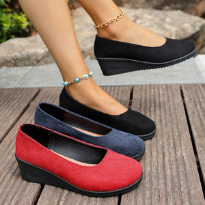 <b>Summer</b> Suede Large Size Slip-on Wedge <b>Flats</b> for Women, Casual Lazy Professional <b>Flats</b> Wholesale 43 - Product Image 1