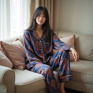 Printed Sleepwear beautiful Cotton <b>Pajama</b> Set for Women Daily Wear Nightwear Set Latest Low Moq Custom Made Provide OEM ODM - Product Image 1