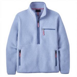 Veste en polaire recyclée pour homme avec logo personnalisé, polaire douce en sherpa, pull à un bouton, écologique, respirant - Product Image 3