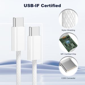 Braided Usb C to Usb C Cable Fast <strong>Charging</strong> 60w Dual Type C <strong>Lead</strong> Data - Product Image 4