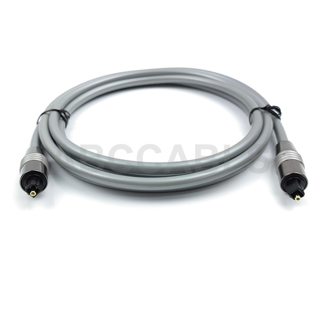 Gray PVC Toslink Digital Optical Audio Cable, 1.0mm PMMA POF Fiber Male to Male SPDIF Optical Cord for Soundbar & Stage Audio