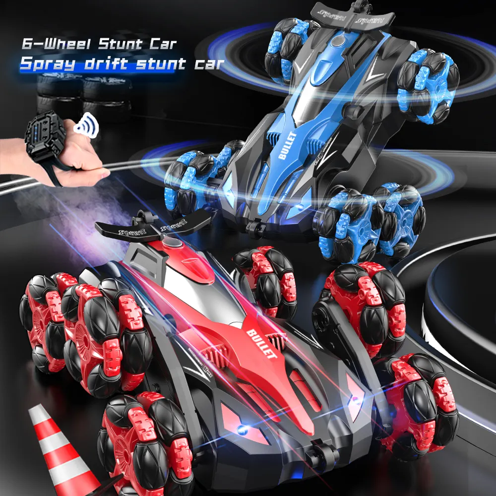 Huiye Single Rc Stunt Car Alta velocidad Seis ruedas Control remoto Drift Vehicle Cool 360 grados Rotación Rc Car Juguetes para adultos Niños