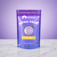 Sachet Doypack Personnalisé à Faible MOQ avec Fenêtre Transparente et Fermeture Ziplock, Imprimé avec Logo, pour l'Emballage de Poudre d'Édulcorant Fruité