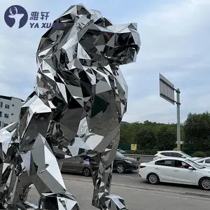 Outdoor Large Metal Art Customization Size Geometric Decoration Stainless Steel Statue Animal Lion Sculpture