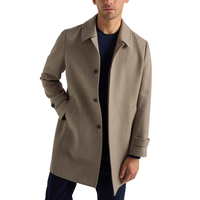 Pardessus en laine marron coupe classique pour homme avec poches latérales à revers crantées Trench à simple boutonnage Vêtements d'extérieur imperméables