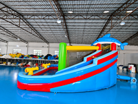 Toboggan aquatique gonflable personnalisé pour usine, parc aquatique gonflable commercial en PVC pour enfants avec piscine à jets pour fête estivale en extérieur