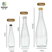Bouteilles en verre transparentes personnalisables et rechargeables pour jus et boissons, 200ml, 300ml, 500ml, 750ml, 1L – Vente en gros