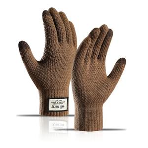 Guantes térmicos de punto para hombre de talla grande polar Otoño Invierno suave grueso elástico Jacquard pantalla táctil guantes cálidos - Product Image 6