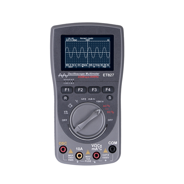ET827 Intelligent 2in1 Digital 40MHz 200Msps/S Oscilloscope 6000Counts True RMS Multimeter With Analog AUTO Multimeter