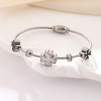 Bracelet manchette en acier inoxydable OEM, motif œil turc bleu coloré et flocon de neige, pour femme, vente en gros