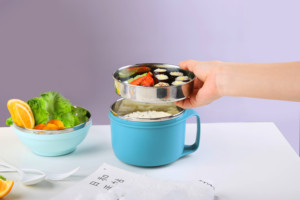 Térmica Acero inoxidable recipiente con tapa de acero inoxidable de fideos instantáneos cuencos para <span class=keywords><strong>restaurante</strong></span> con mango - Product Image 6