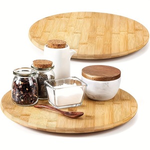 Natural Bamboo Kitchen Rotating <strong>Table</strong> Serving Plate Wooden Bamboo Round Rotating Tray <strong>Lazy</strong> <strong>Susan</strong> Turntable Serving Tray - Product Image 2