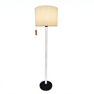 Lámpara de Pie Moderna de Metal con Pantalla de Tela, E26/E27 LED 6W, Luz Blanca Cálida, Diseño Minimalista para Sala de Estar - Product Image 1