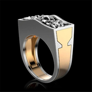 Skull <b>Ring</b> Two-Tone Silver Gold Unisex Punk Style Jewelry Gift Fashion <b>Rings</b> - Product Image 2