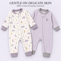 Barboteuse Bébé Style Décontracté 100% Coton Imprimé Animal Certifiée CPC Douce Respirante Unisexe Vente en Gros Usine Manches Longues Deux Voies