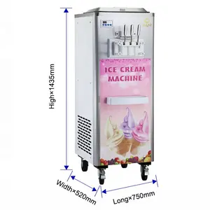 Máquina de helado comercial, soporte tipo helado suave, tres sabores