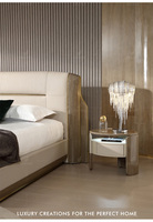 Ensemble de chambre à coucher de style moderne, élégant, lit Cama de luxe, taille king, taille queen, revêtement en or, meubles de maison