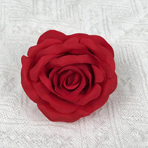 Fleur artificielle en soie de haute qualité, en plastique et en flanelle, rose, pour gâteaux et décorations de <span class=keywords><strong>mariage</strong></span>, tête de fleur artificielle de Noël - Product Image 1
