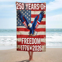 Serviette de plage drapeau américain 250e anniversaire 1776-2026 en microfibre ultra-fine, serviette de bain, vente chaude