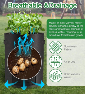 Bolsas de Cultivo de Patatas Transpirables Negras Duraderas de 10 Galones con Asas Reforzadas, Contenedores de Jardín de Tela No Tejida Ecológica - Product Image 6
