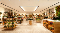 Meuble de Présentation Moderne Personnalisé Style Bois pour Fleuriste avec Éclairage LED, Écologique, Recyclable, Étanche et Robuste