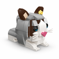 Ensemble de blocs de construction Chat Blanc Gris, Jouet de construction STEM, Briques éducatives DIY, Kit modèle d'animal de compagnie, Cadeau pour enfants de 6 ans et plus