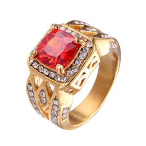 Wholesale Stainless Steel Natural Gemstone <b>Ring</b> for Men Ruby and Cubic Zirconia Accents Silver Finish Bold <b>Statement</b> Design - Product Image 3