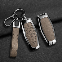 Étui de protection en alliage de zinc et cuir pour clé de voiture Mitsubishi Outlander 2022 2023 2024 2025, coque de télécommande 3 ou 4 boutons, accessoires
