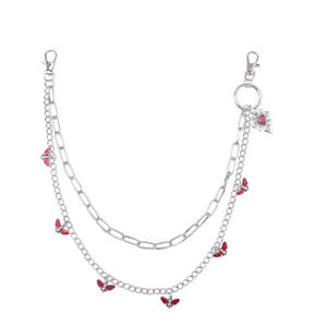 Cadena de cintura de doble capa con colgante de corazón rojo de mariposa vampiro, estilo europeo americano, accesorio de Halloween - Product Image 5