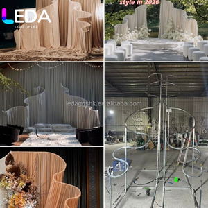 LEDA Custom Wedding Events Decoration <b>White</b> Metal Arch Iron Wavy Curtain <b>Frame</b> for Wedding - Product Image 5