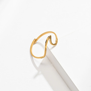 Minimalist Wave Shaped Adjustable <b>Titanium</b> Steel Plated Geometric <b>Ring</b> For Women Gift Jewelry - Product Image 3