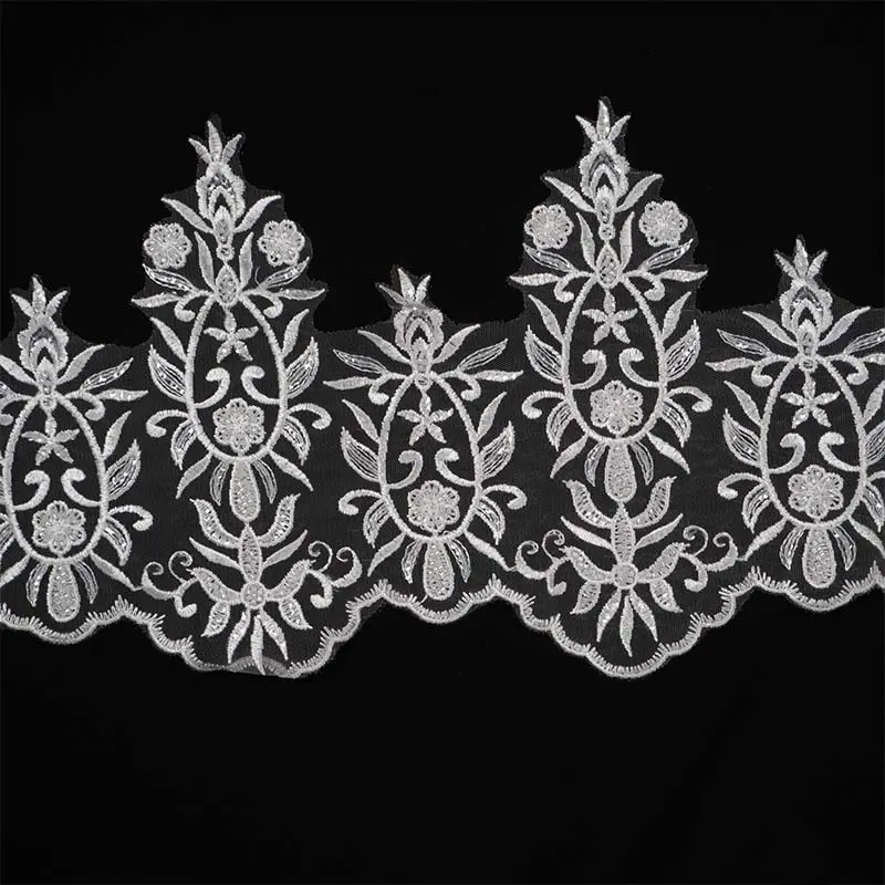 high quality Embroidery Embroidered Lace Trimming Milk Lace Fabric Edge Brim Trim Ribbons