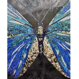 Mosaïque en marbre à motif de médaillon en pierre, design papillon, incrustation artistique, carrelage de sol et mur de fond en mosaïque de marbre - Product Image 3