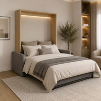 Lit Murphy gain de place avec canapé, lit mural vertical escamotable, mobilier de chambre pliable pour appartement