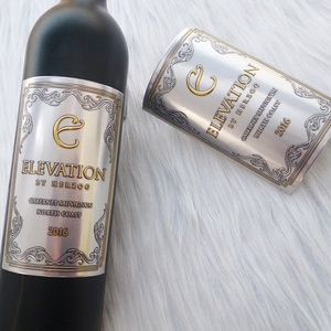 Custom Printed Adhesive Wine logo Metal Label Sticker Embossed Private Label Wine Metal Brand logo Sticker - Product Image 3