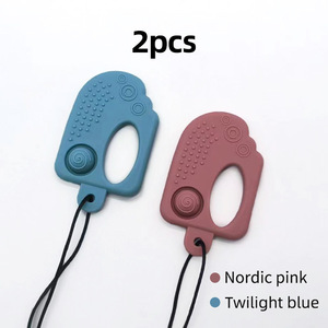 Mordedor de silicona para bebé con forma de helado, de calidad alimentaria, para mayores de 3 meses, juguete de dentición unisex con cuerda, color amarillo mango, gris Totoro - Product Image 3