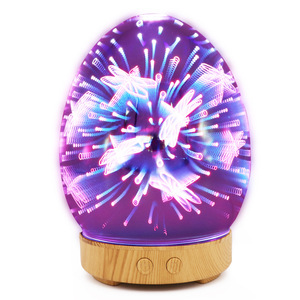 Diffuseur humidificateur en verre 3D effet bois transfrontalier avec lumière LED, motif libellule, veilleuse aromathérapie 100ml - Product Image 1
