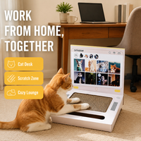 Griffoir pour chat en forme d'ordinateur portable, en carton, avec repose-patin et jouet intégré pour chat