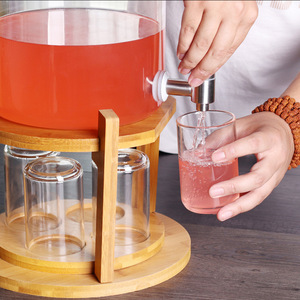Bambu kapak ve taban musluk cam kahve ve şarap fıçısı için çay takımları soğuk içecek suyu kova - Product Image 4