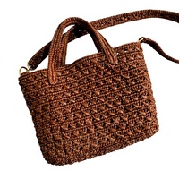Sac fourre-tout pour femme en raphia à motif géométrique, minimaliste, marron, mode estivale, à bandoulière unique, ouvert, écologique, fait main, pour l'extérieur