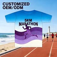 T-shirt de sport respirant et à séchage rapide en polyester tricoté 100 % personnalisé OEM, coupe ample, écologique, pour marathon et gym