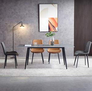 Mesa de comedor minimalista para el hogar, comedor de mármol nórdico y combinación de Silla, rectangular, Económica - Product Image 2