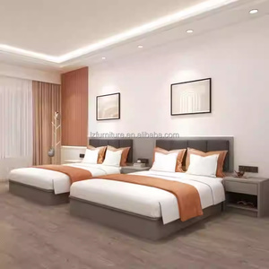 Standard Hotel Bedroom Furniture Sets Modern Single <b>Twin</b> <b>Bed</b> <b>Frame</b> With Headboard Nightstand Desk Wardrobe for Budget Hotel Room - Product Image 4