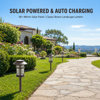 Lampes solaires d'extérieur étanches 3000K LED Chaud Bronze Pagode Cage pour Jardin, Aménagement Paysager, Pelouse, Allée