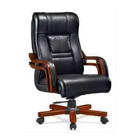 Fauteuil de bureau de direction en cuir moderne avec base en bois, chaise pivotante de luxe pour ordinateur, personnalisation d'usine, vente en gros