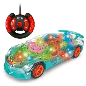 新款设计遥控1:20 4通道电动闪光灯时尚遥控透明儿童齿轮赛车