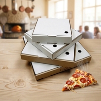 Boîte à pizza blanche en gros, écologique, biodégradable, recyclée, pliable, avec gaufrage, adaptée aux animaux domestiques, pour l'emballage alimentaire et des produits pour animaux.