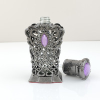 Flacon de parfum en métal alliage de zinc de luxe 10 ml rechargeable, design oriental personnalisé, flacon décoratif en verre pour huile parfumée