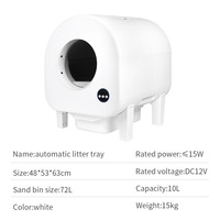 Bac à litière automatique pour chat de grande capacité 72L avec système de désodorisation à l'air frais et télécommande par application