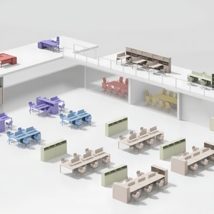 Mesa de oficina comercial moderna con cajones y juego de sillas Escritorio de oficina para 6 personas Escritorio de oficina modular - Product Image 2